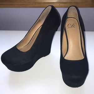 Black suede wedge heel size 7 worn once
